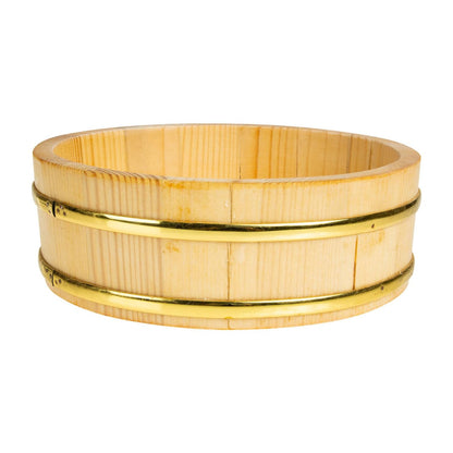 WATIIFUFU Japanese Sushi Bucket Wooden Rice Mixing Bowl Food Storage Container Compact 9.84X9.84X2.63In Lightweight for Sushi Bibimbap Serving and Home Cooking