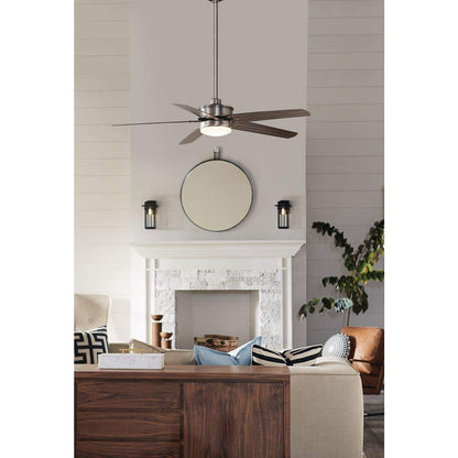 Progress Lighting P2574-8130K Protruding Mount, 5 Driftwood Blades Ceiling fan with 18 watts light, Antique Nickel