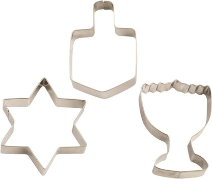 Set 3 Rite Lite of Chanukah Cookie Cutters Sheets - Dreidel, Menorah, Star of David Design, Jewish New Year Holiday
