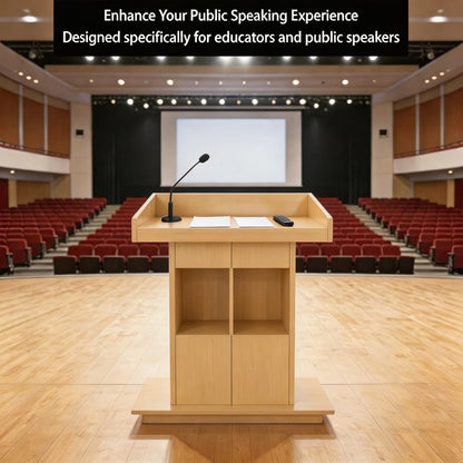 XIHAADOY Wood Podium, Podium Stand Portable with Wheels, Mobile Rolling Church Pulpits, Office Wooden Reception Desk, Lectern for Classrooms,Natural