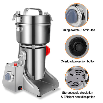 ExGizmo Electric Grain Grinder 800g,Swing Type Grain Mill Grinder 3000W,110V Stainless Steel High-speed Spice Herb Grinders Superfine Machine Dry Cereals Pulverizer Swing Type