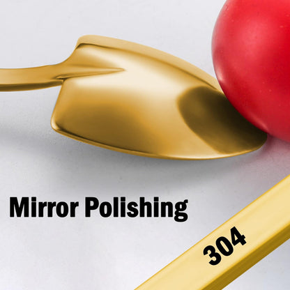 4pcs Gold Shovel Shape Dessert Spoons, Mini Long Handle Ice Cream Coffee Afternoon Teaspoon