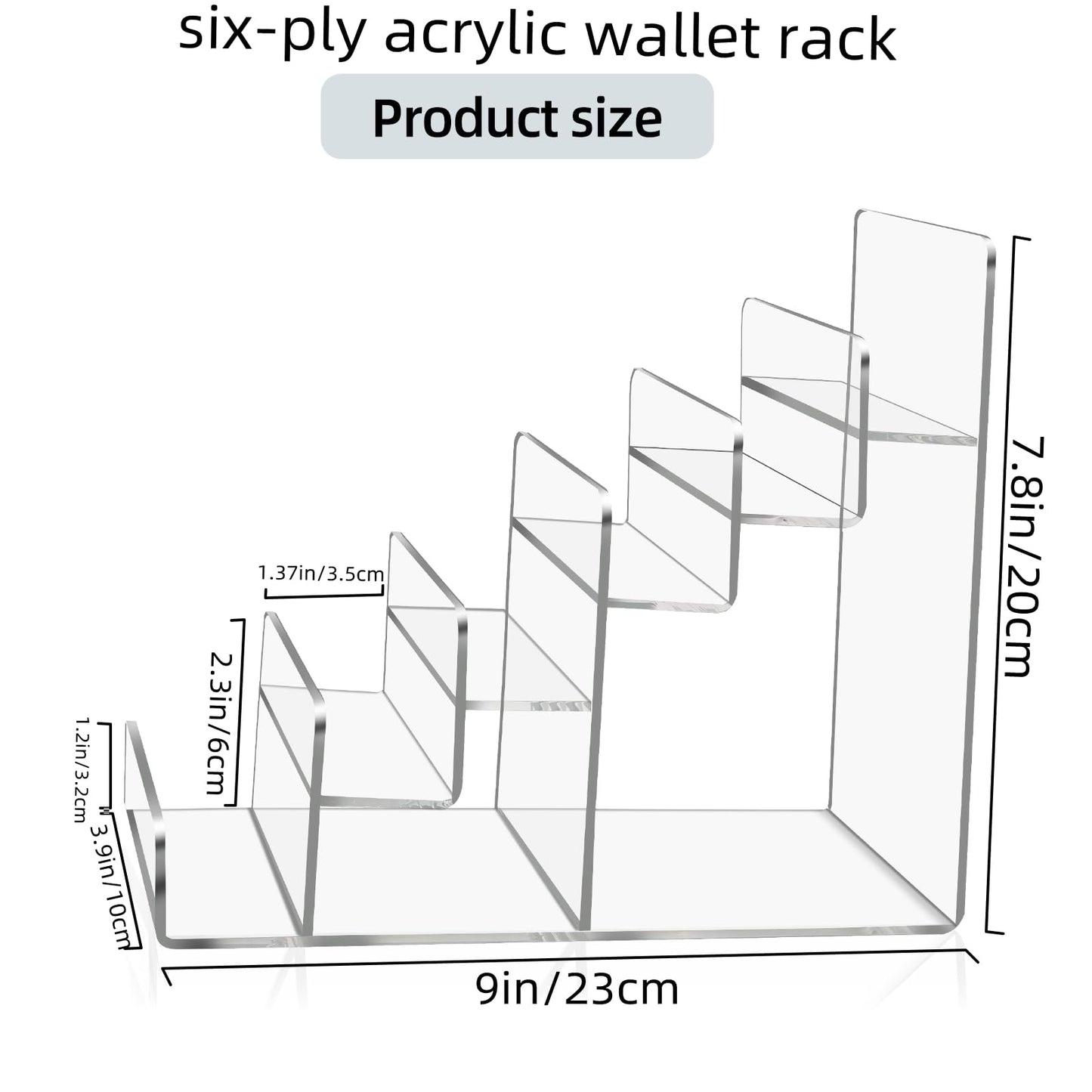 WEIHAOSKY Acrylic Wallet Display Stand Purse Handbag Organizer, Clear Jewelry Riser Display Stand Purse Display Rack, Acrylic Display Shelf for Cosmetic Perfume Jewelry Sunglasses Handbag (6 Tier)