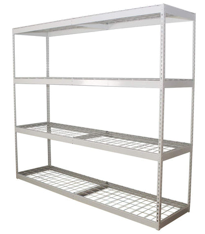 MonsterRax 24"x92"x84"Garage Shelving - Hammertone Bolted Shelving Rack - 500 Pounds Per Shelf High Grade Steel (24"x92"x84", White)
