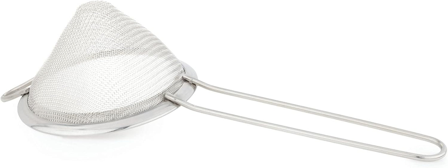Viski Cone Strainer, Fine Mesh Stainless Steel Bar Tool, Small Cocktail Strainer, 9.24in