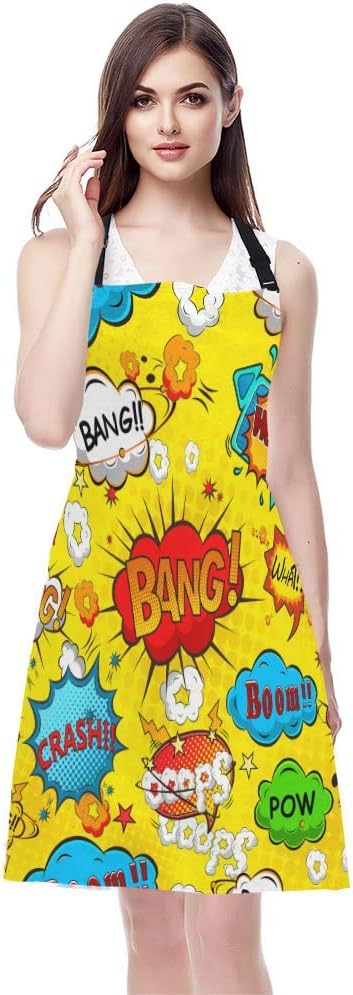 WONDERTIFY Strange Graffiti Apron, Cute Cartoon Bib Apron for Men Women, Adjustable Neck