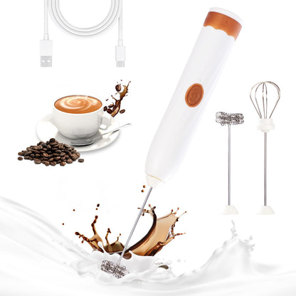 Milk Frother Handheld Rechargeable,Hand Mixer Electric Whisk with 2 Speeds,Drink Mixer Coffee Frother With 2 Stainless Steel Whisks for Coffee, Matcha, Lattes, Cappuccino,Egg,No Stand
