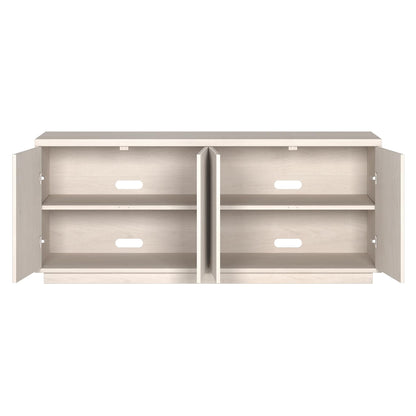 Henn&Hart Fluted TV Stand for TVs up to 65" with 2 Concealed Ribbed Storage Cabinets and Adjustable Shelves for Living Room, Family Room, or Office, Beech White