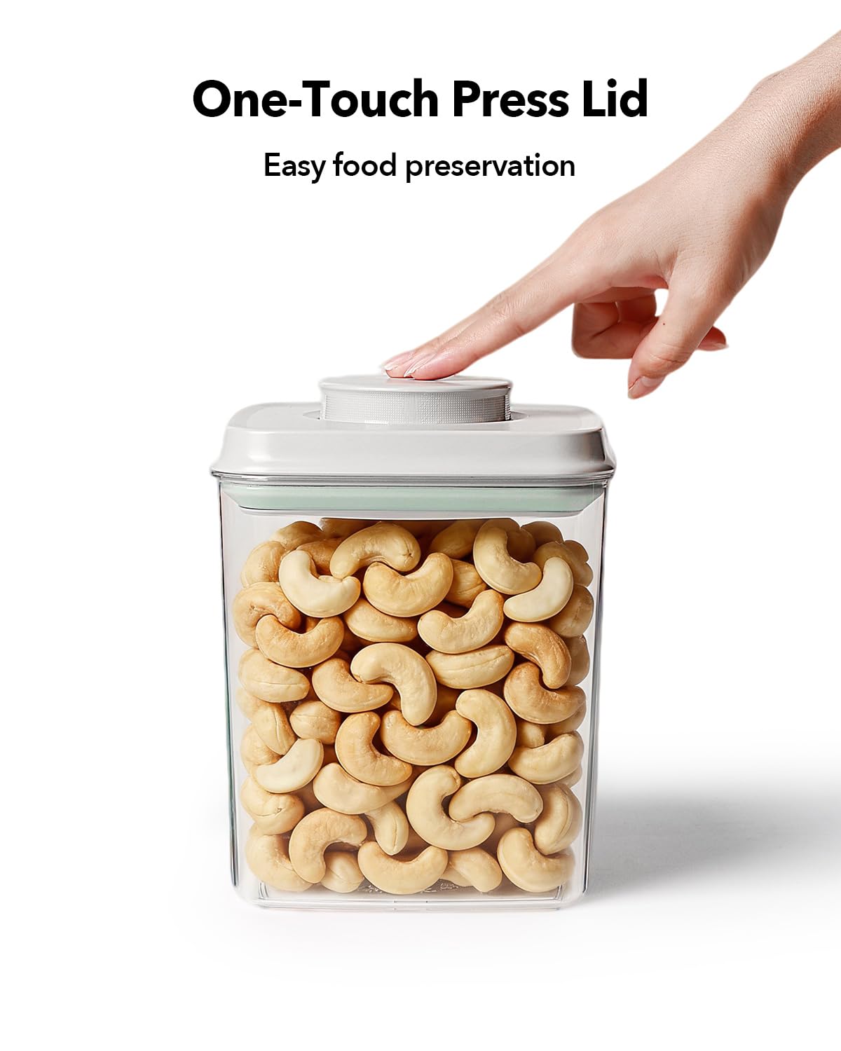 EQI Airtight Food Storage Containers Set with One-Touch Lid, 2-Pack (4.22 QT / 4.0 L) Tall Stackable Durable PET for Bulk Rice, Flour & Baking Essentials Organizer.