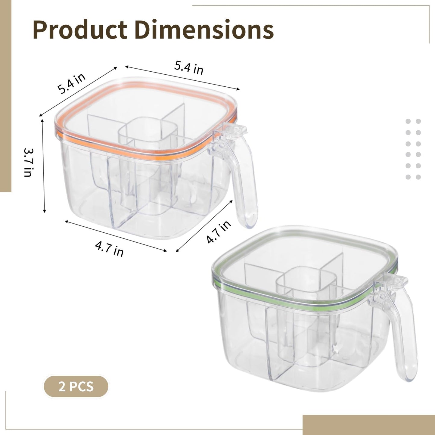 Homaisson 2 Pcs 4-Compartment Seasoning Boxes, Sealed Seasoning Containers with Lids & Spoons, Transparent Spice Organizers, Space-Saving Condiment Jars for Salt, Sugar, Pepper