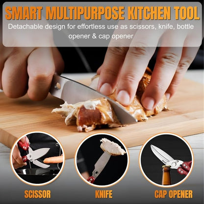 Heavy Duty Poultry Shears - A Must Have chicken processing equipment, Kitchen Scissors for Meat, Chicken, Turkey, and Vegetables - Non-Slip Handle, Safety Lock, Dishwasher Safe