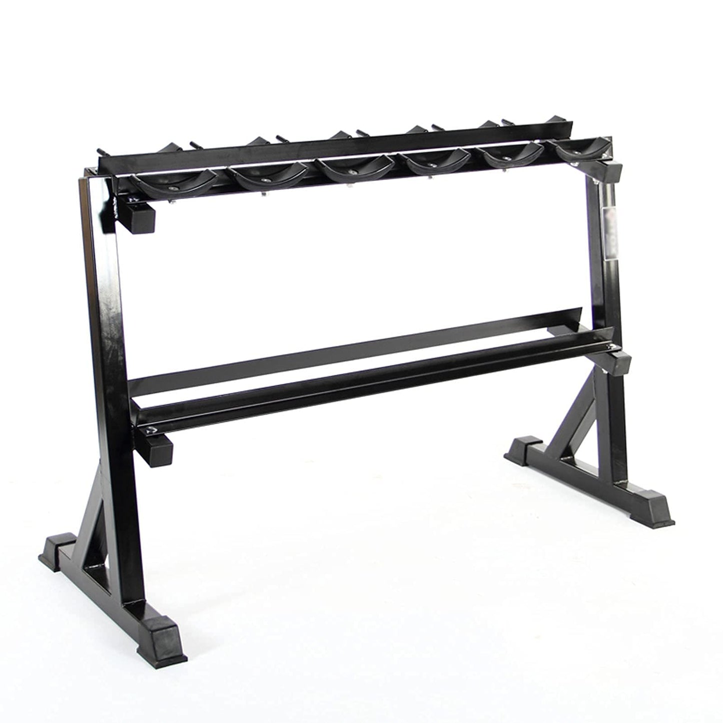 EliteBloom Black Steel Dumbbell Rack, 2-Tier Horizontal Dumbbell Weight Storage Rack, Dumbbell Rack Stand, Free Weight Stand, Perfect For Home, Garage, And Commercial Gyms