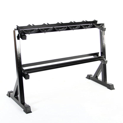 EliteBloom Black Steel Dumbbell Rack, 2-Tier Horizontal Dumbbell Weight Storage Rack, Dumbbell Rack Stand, Free Weight Stand, Perfect For Home, Garage, And Commercial Gyms