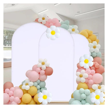 Metal Wedding Arch Backdrop Stand with Cover Backdrop Stand for Birthday Party Ceremony Anniversary Celebration Door Arch Frame(Frame with Cover)