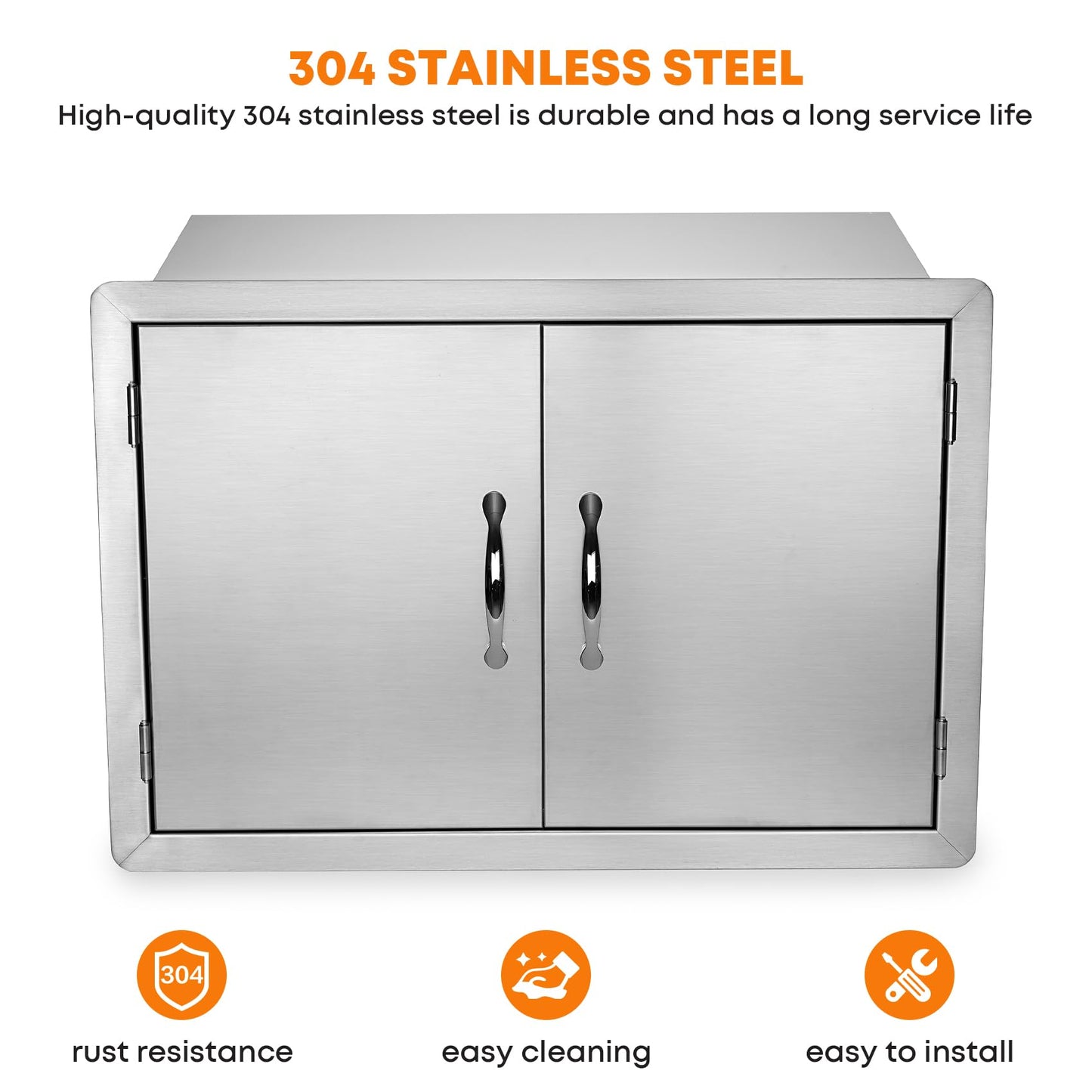 Stanbroil Stainless Steel Outdoor Kitchen Double Door Dry Storage Pantry, 30- Inch