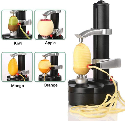 AIHANCH Electric Potato Peeler Automatic Potato Peeler Machine, Electric Peeler Fruits and Vegetables, Apple Peeling Machine for Kitchen [1 Adapter 2 Extra Blades] with Apple Corer (Black-C)
