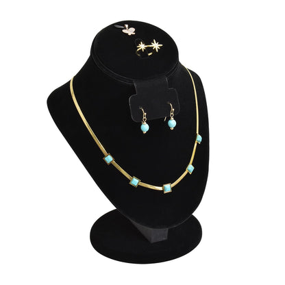 MOOCA Jewelry Display, Black Velvet Stand, Necklace Mannequin, Adjustable Hook, Wood Base, Fits Choker Necklaces, Jewelry Storage
