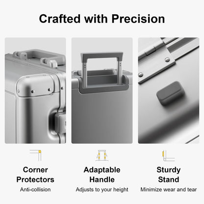 LEVEL8 Gibraltar Carry on Luggage, 20 Inch Aluminum Zipperless Luggages Airline Approved, Hardside Suitcase with TSA Lock and Spinner Wheels, Silver