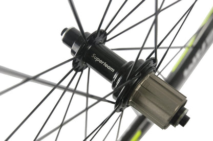 Superteam Carbon Fiber Road Bike Wheels 700C Clincher Wheelset 50mm Matte 23 Width (Fluorescent Yellow)