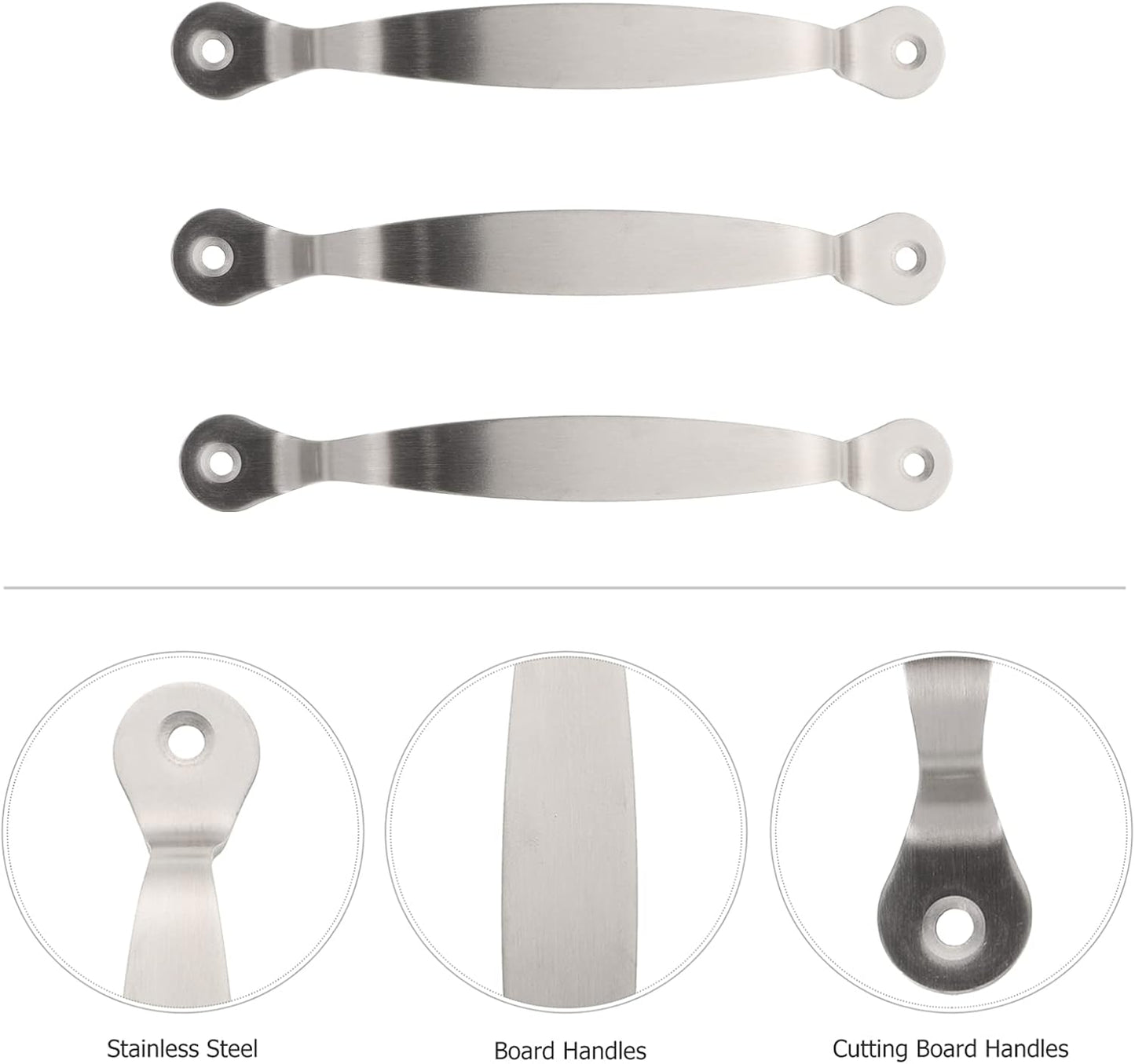 Cutting Board Handles Cabinet Pulls: 3pcs Stainless Steel Drawer Handles for Kitchen Butcher Board, Side Pulls