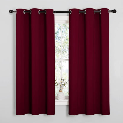 NICETOWN Blackout Curtains - Energy-Efficient Room Darkening Drapes | Wine Red, 2 Panels (W42 x L63)