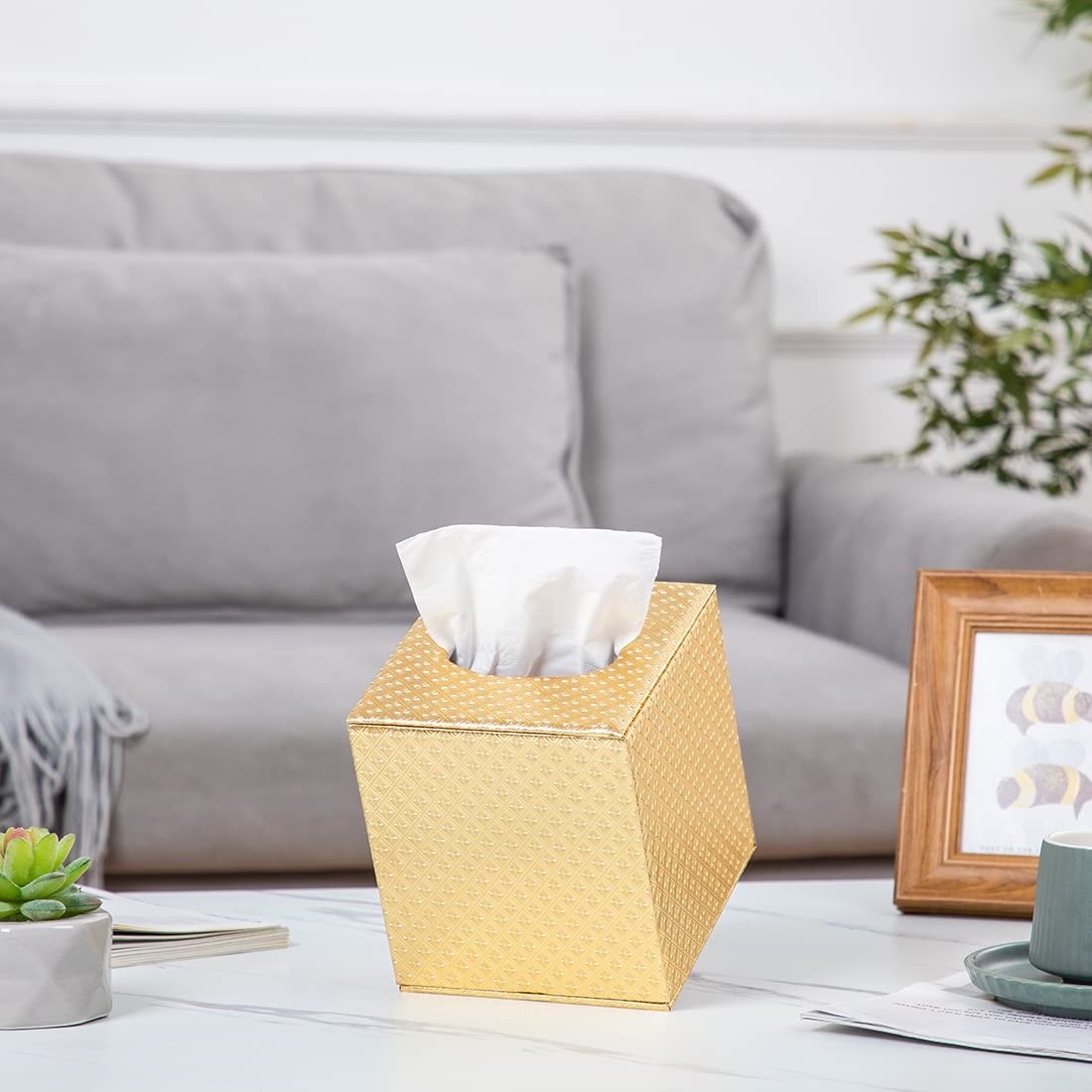 Gold Tissue Box Cover,Tissue Box Cover Square,Gold Tissue Box Holders,Tissue Holder for Bathroom Accessories,Bathroom Tissue Holders