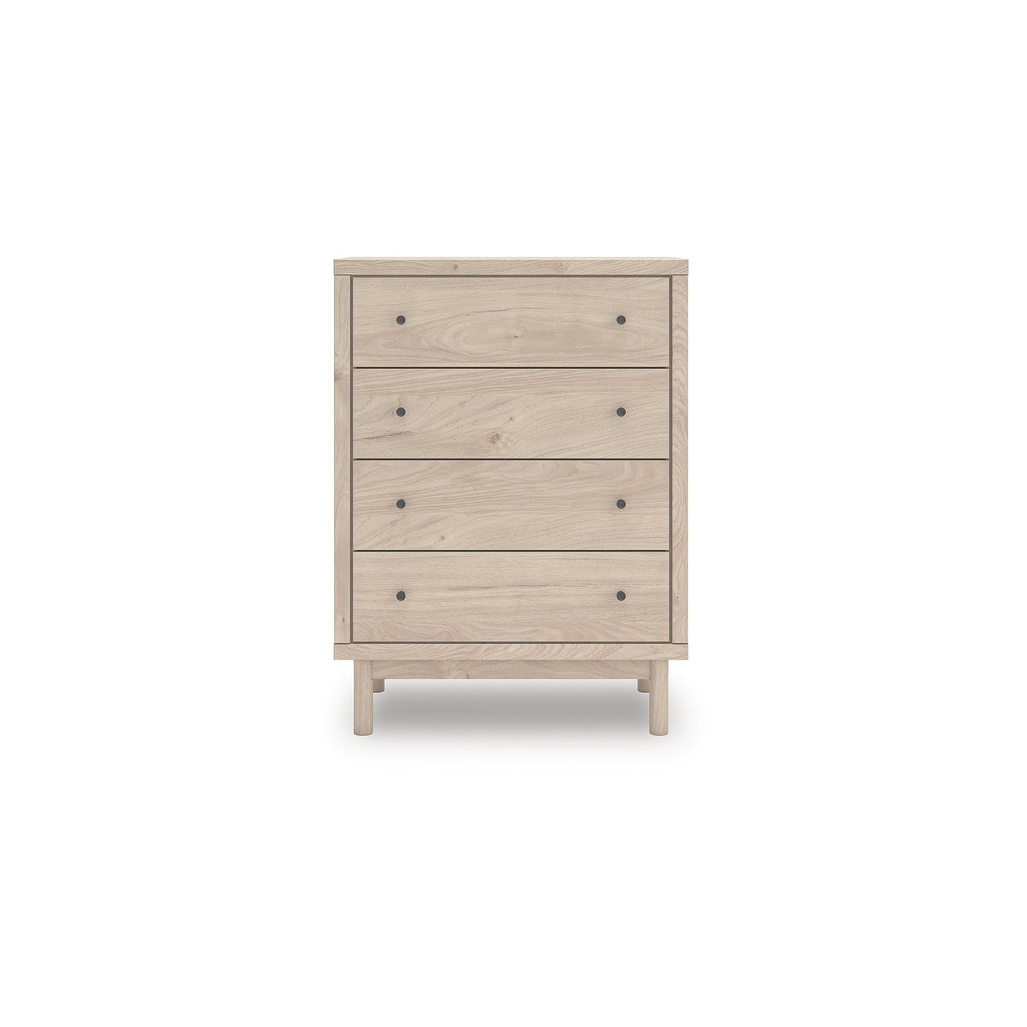 Signature Design by Ashley Birkmore Mid-Century Modern 4-Drawer Chest with Easy Glide and Safety Stop for Bedroom, Light Brown