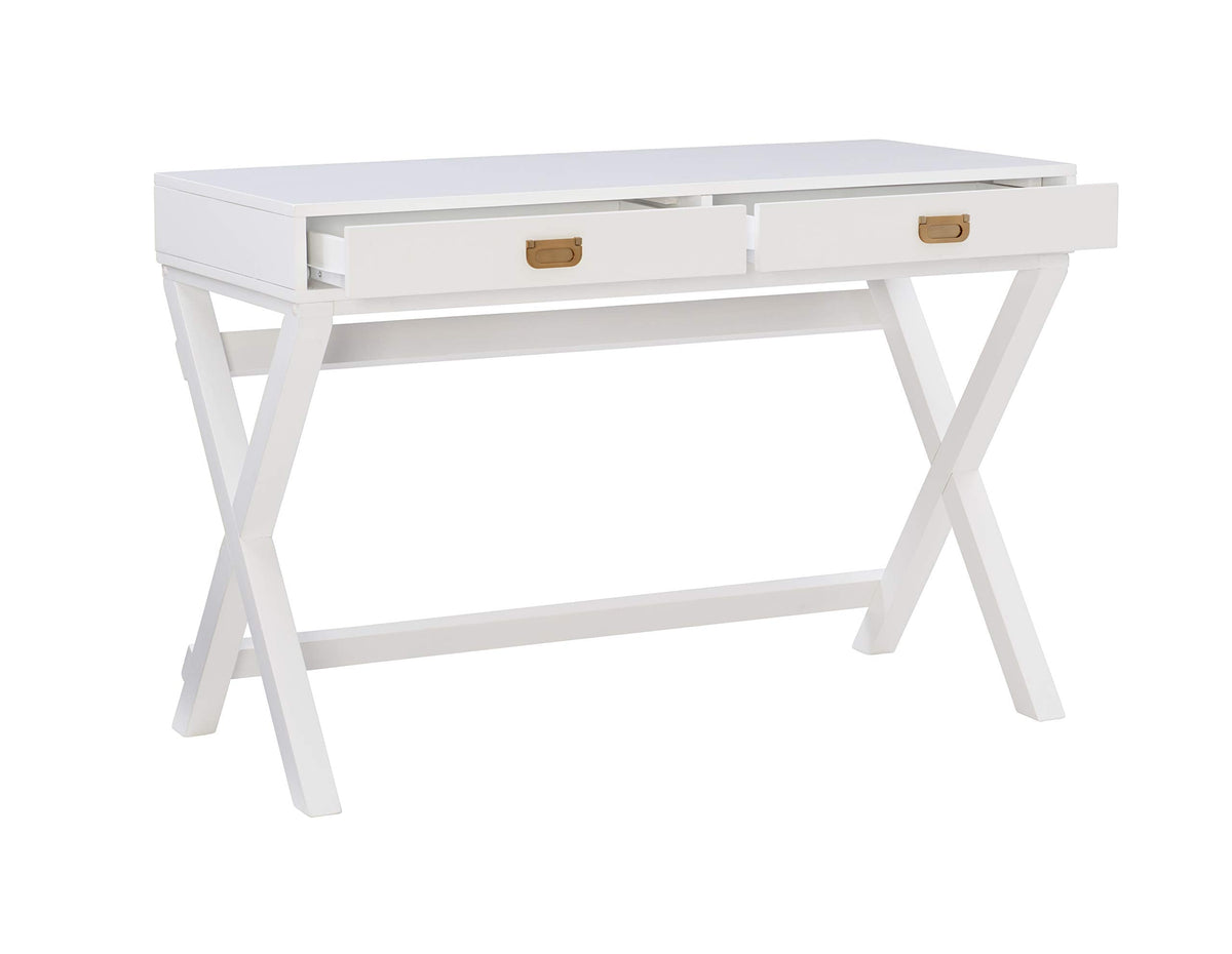 Linon Connor White Writing Desk with Two Drawers