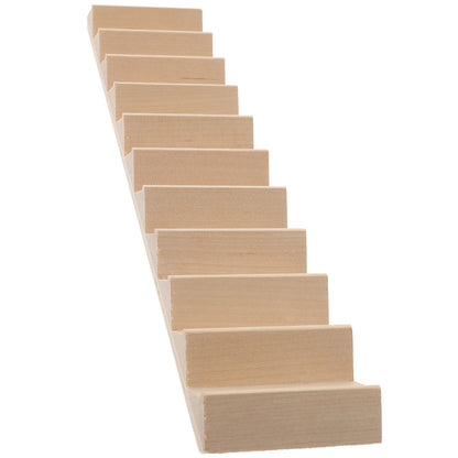 Sewroro Doll House Furnishings 1 12 Scale Dollhouse Stairs Miniature Stairs Wooden Stringer Steps Model DIY Mini Wood Staircase Without Armrest for Micro Landscape Decor