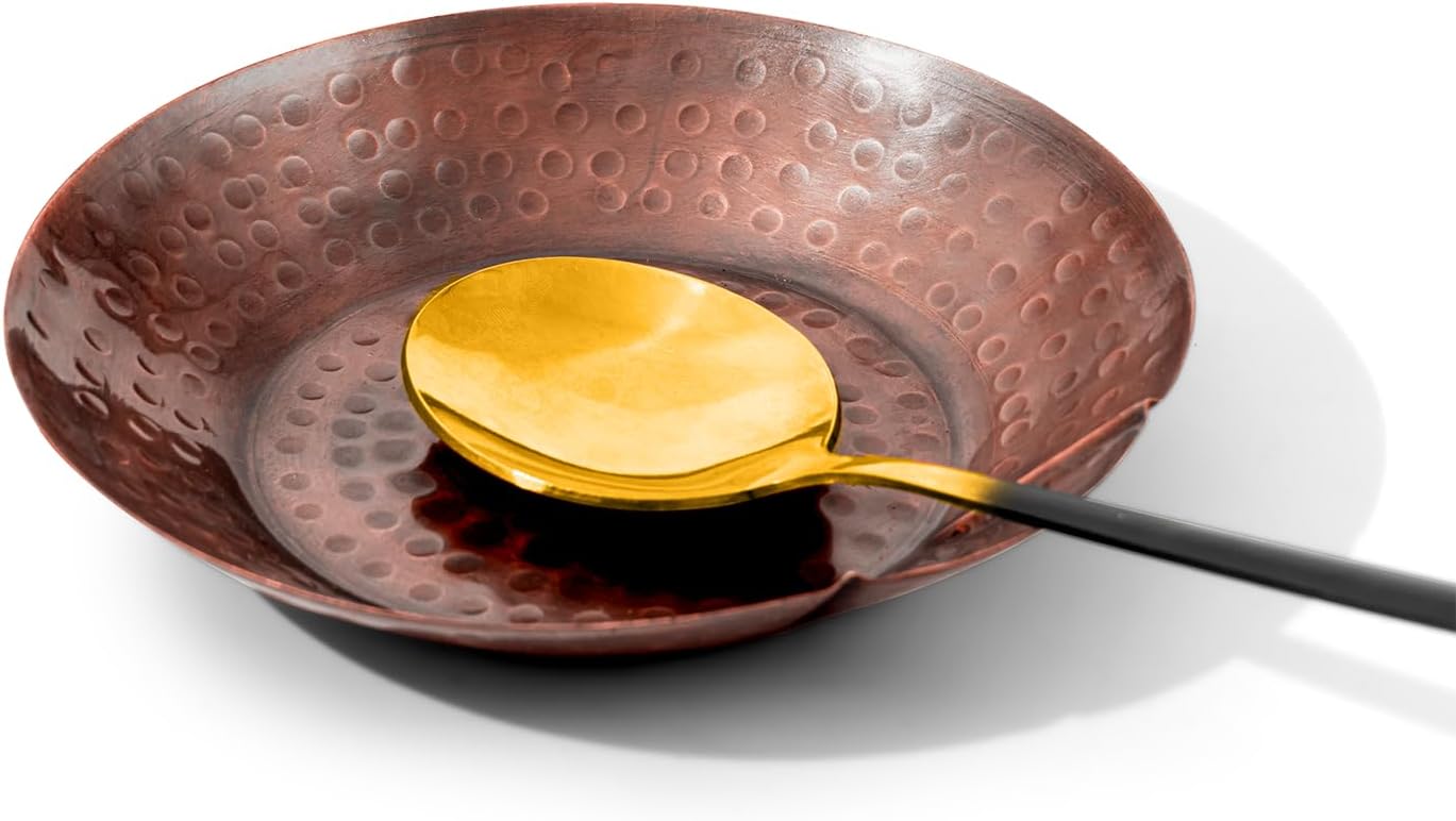 Copper Spoon Rest for Stove Top - Hammered Copper Utensil Holder & Kitchen Accessories - Rustic Farmhouse Countertop