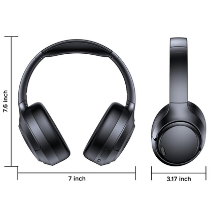 Hybrid Active Noise Cancelling Bluetooth 6.0 Headphones 120H Playtime 6 ENC Clear Call Mic, Over Ear Headphones Wireless with Hi-Res Audio Comfort Earcup Low Latency ANC Headphone for Travel Workout