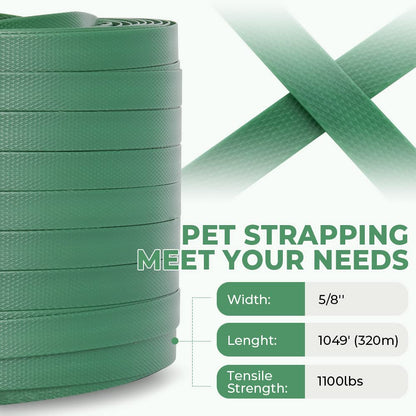 Flyrivergo 5000mah Electric Strapping Machine + Three 1046' Polyester(PET) Heavy Duty Strapping Roll (Adaptive)