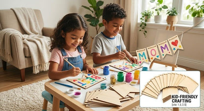 Oojami 50-Pack Unfinished Wood Banner Flags with Twine – Natural Wooden Pennant Ornaments for Crafts, Painting, Wood Burning, and Laser Engraving – Custom Blank Garland Kit for Party & Event Decor