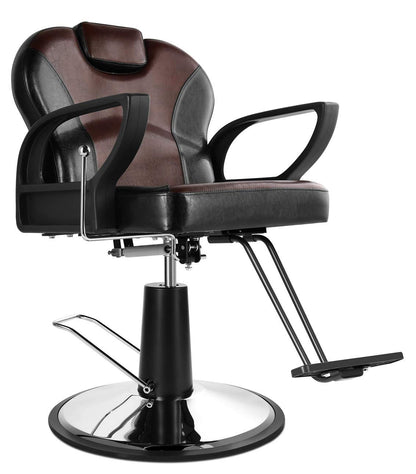 Beautymega Vintage Hydraulic Pump Hair Cutting Chairs Reclining Beauty Salon Styling Chairs (Black & Brown)