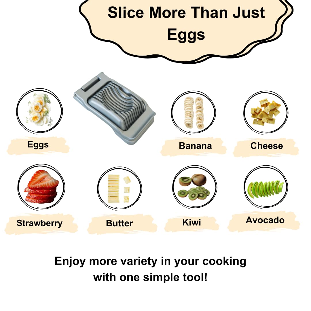 Annie & Mia Design Egg Slicer, Stainless Steel Wires Dishwasher Safe Aluminum Alloy Heavy Duty Multipurpose Cutter For Hard Boiled Eggs or Strawberry, Butter, Kiwi