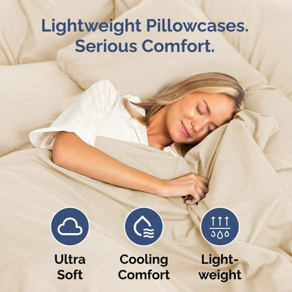 Skiennix Body Pillowcases Set of 4 | Soft, Breathable 20x54 Long Pillow Covers - Fade-Free & Machine Washable (Off White)
