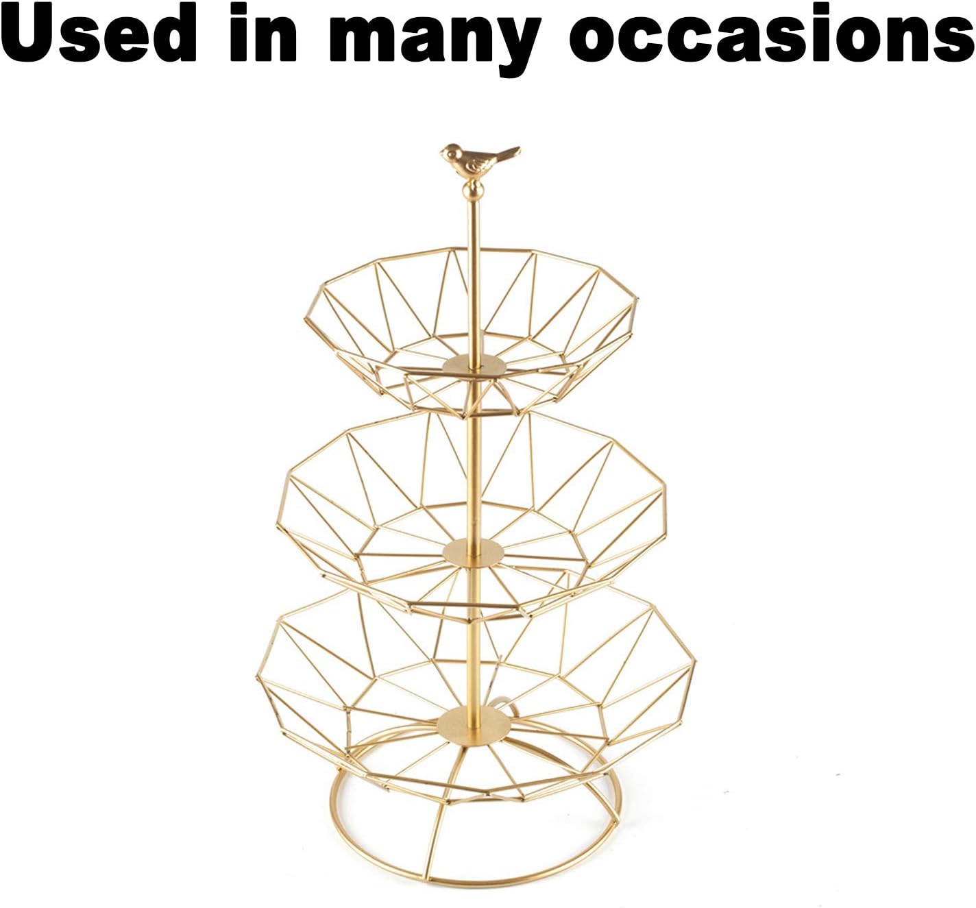 Wrought Iron 3 Tier Fruit Tray, Serving Tray for Fruits, Desserts, Candy Buffet Plates for Family Dinner