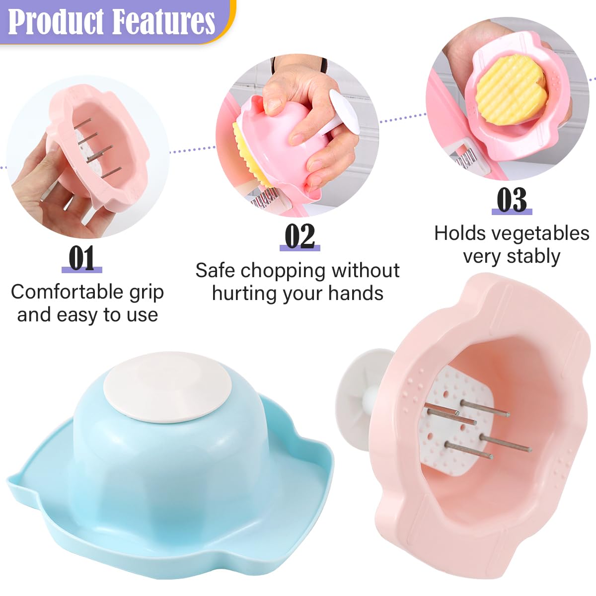 DOERDO 2Pcs Food Safety Holder for Mandolin Slicer Food Slicer Cutter Finger Guard Vegetable Cutting Finger Protector