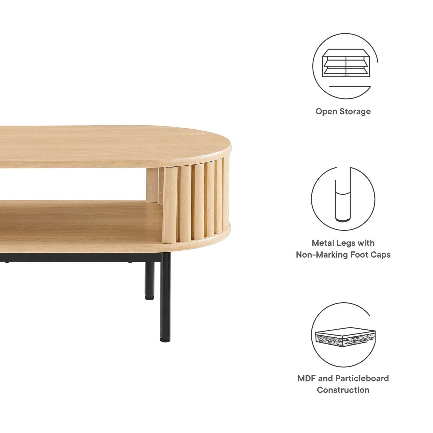 Modway Fortitude Modern Coffee Table, Oak