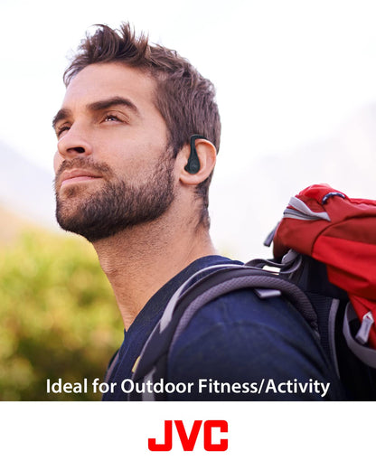 JVC Sport True Wireless Earbuds Headphones, Lightweight and Compact, Long Battery Life (up to 30 Hours), Sound with Neodymium Magnet Driver, Water Resistance (IPX5) - HAEC25TW (White)