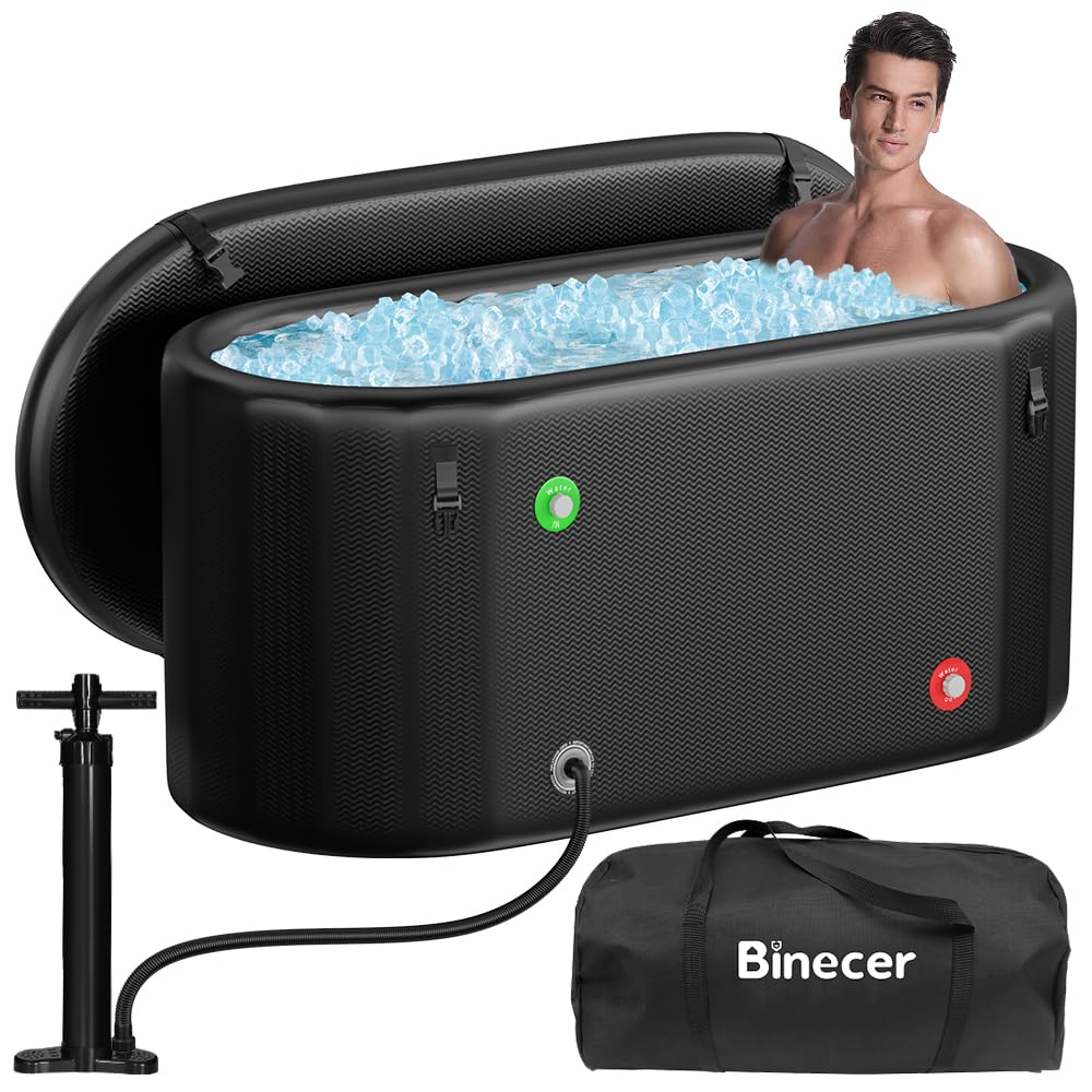 Upgrade Ice Bath Tub for Athletes XL 160 Gal - Water Chiller Compatible Cold Plunge, Athletes Recovery - Inflatable Ice Bath at Home Outdoor, Portable, Insulated Thermal Lid Cold