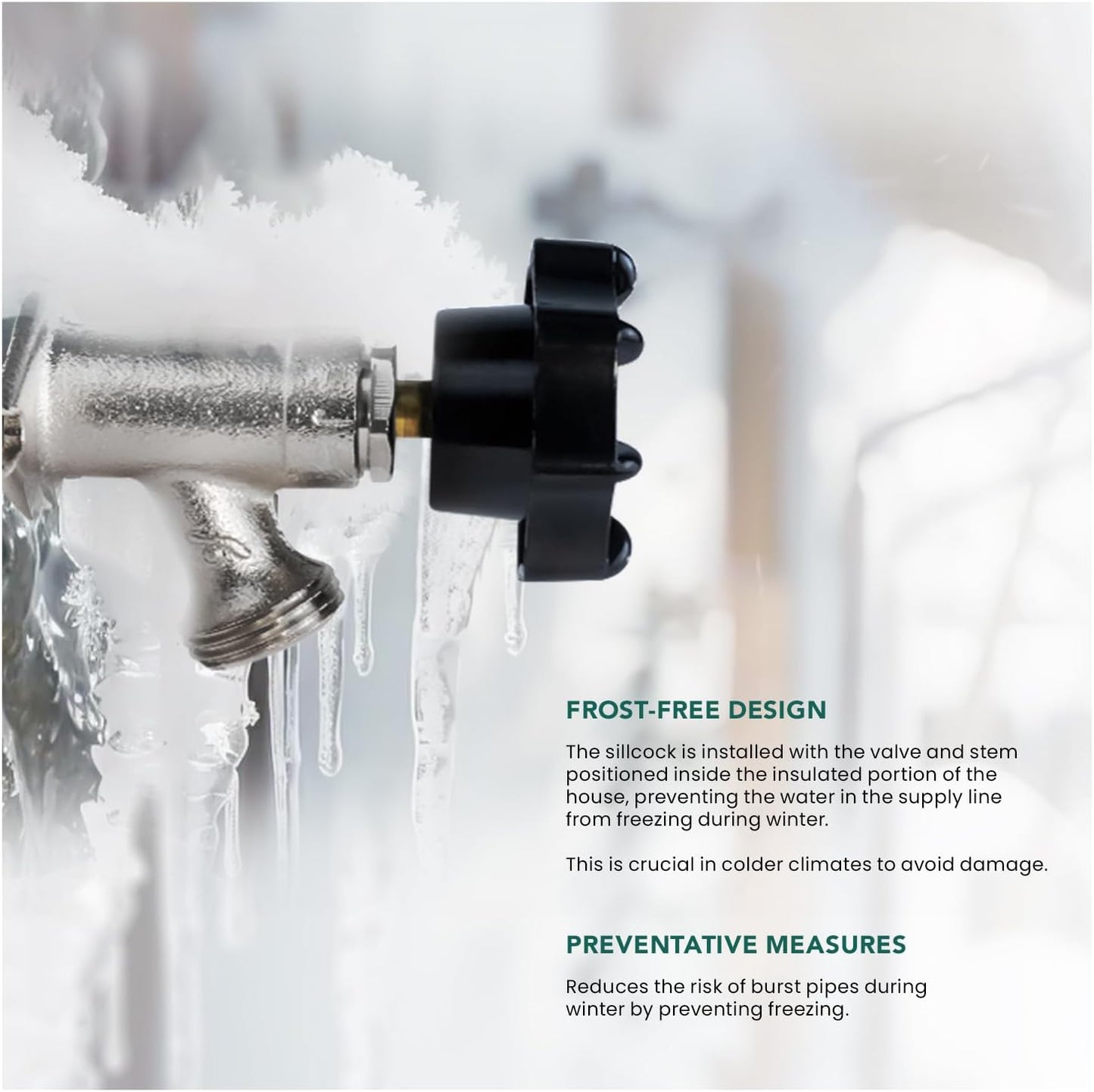 12 Inch 1/2" 3/4" Midline Valve Frost-Free Sillcock, Chrome-Plated Brass Body MIP/Sweat Inlet x Hose Bib Outlet