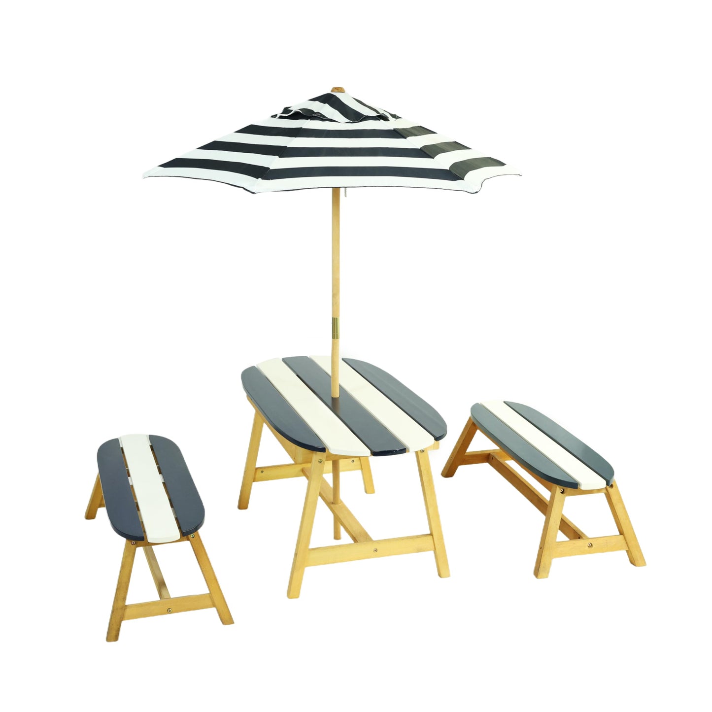 shifmall Naturally Playful Kids Picnic Table with Umbrella, Indoor/Outdoor Fun, Dark Blue Poplar Wood