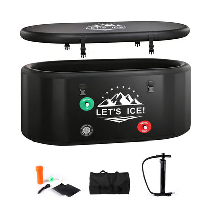 Inflatable Ice Bath Tub for Athletes – 216-Gallon Cold Plunge Tub with Insulated Lid, Full-Body Stretch Design, Insulated & Water Chiller Compatible, Portable for Indoor & Outdoor Recovery