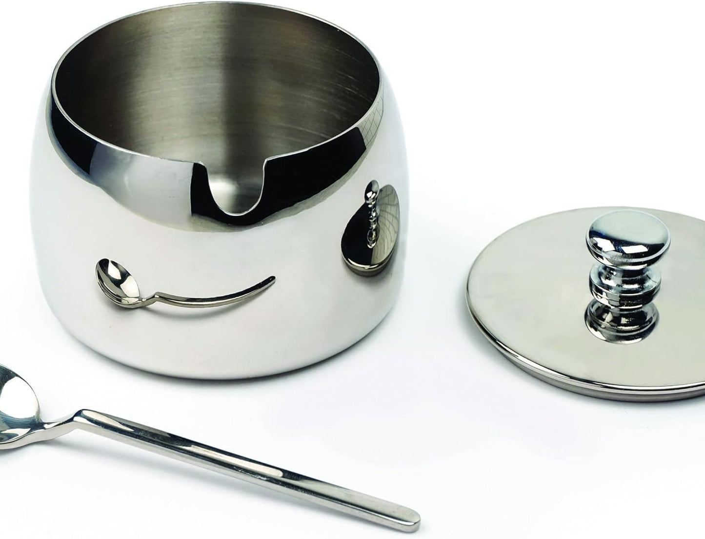 RSVP International 8 oz Stainless Steel Sugar Bowl with Lid and 4.5" Spoon