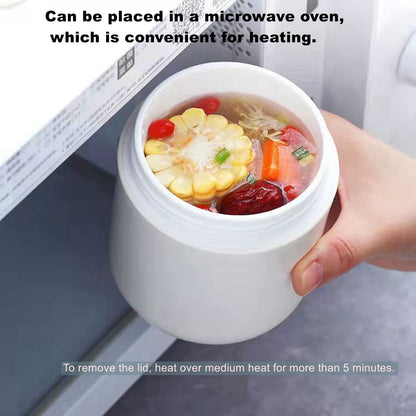 Food Jar for Hot Food,13.5oz Insulated Lunch Box Container for Hot and Cold Food,Children's insulated soup cans, Adults, Work, School, Picnic, Outdoors.PP inner linery, microwave oven (Plastic white)