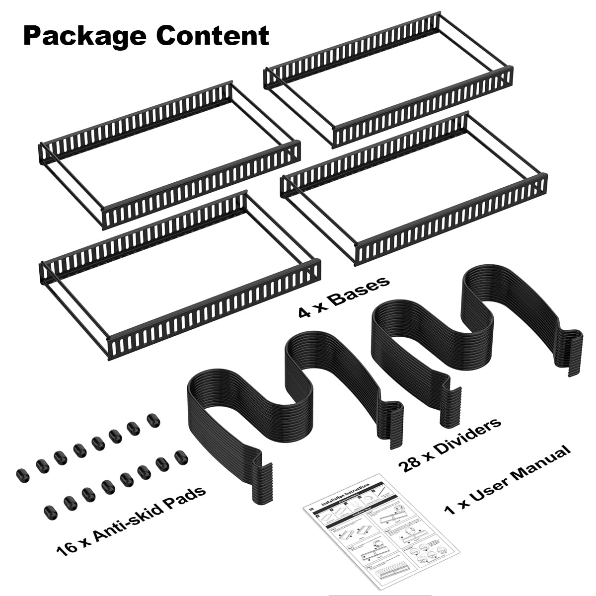 Housolution 2 Pack Pot and Pan Organizer, 12"-23" Expandable Pot Lid Organizer with 14 Adjustable Dividers, Pan Lid Holder Storage Rack for Cabinet, Black