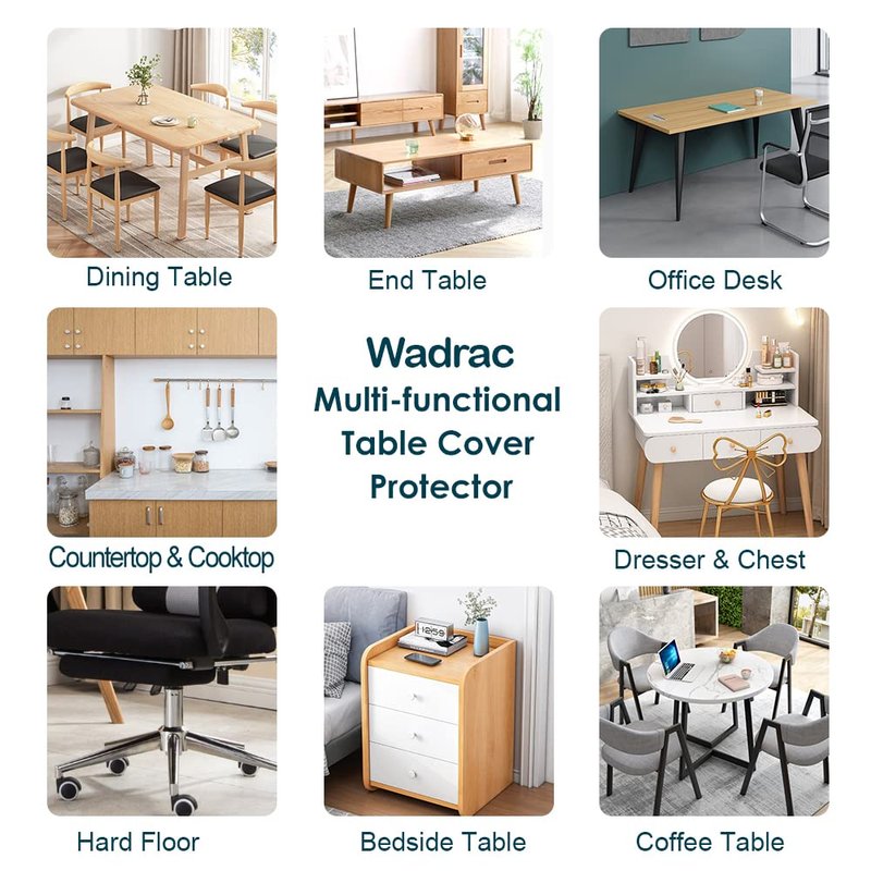 Multi Size 38x82 inch Crystal Clear Plastic PVC Dining Table Protector Mat Living Room Table Cover Protector Vinyl Table Pad Cloths for Woonden Furniture Rectangular Easy Clean Wipeable Waterproof