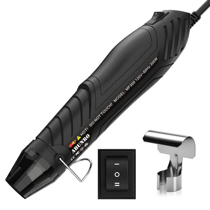 Mini Heat Gun, 2-Temp Settings 482℉ & 662℉, Fast Heating Hot Air Gun with 6.6FT Long Cable, Reflector Nozzle & Overload Protection for Crafting, DIY, Shrink Wrap, Vinyl Wrap (Black Heat Gun)