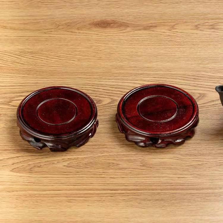 Set 2 (D4 H0.75) Thy Collectibles of Oriental Rosewood Plant and Drink Coasters Stands for Small House Plants, Coffee